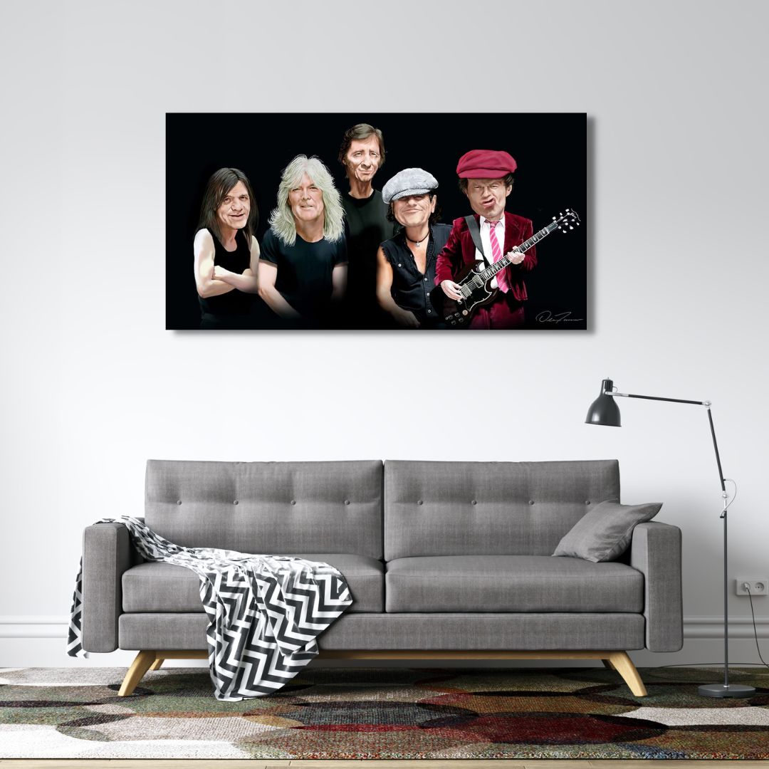 AC/DC Caricature (Colour) On Canvas