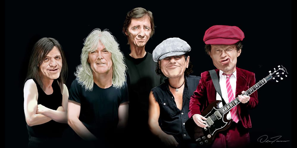 AC/DC Caricature (Colour) On Canvas